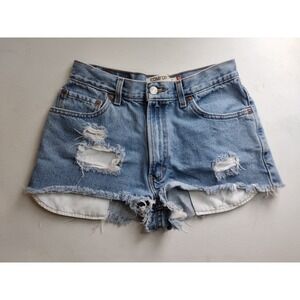 Levi Strauss 560‎ Comfort Fit Distressed Denim Shorts Women's W29 Blue